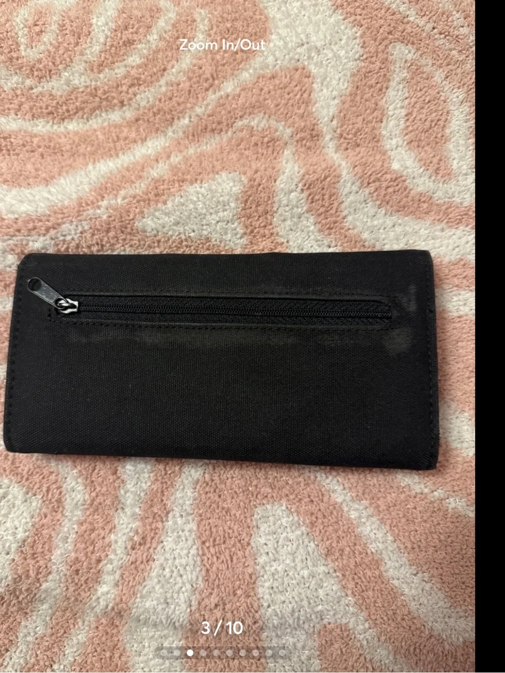 Kate Spade Rare Black Embroidered Women & Dog Card Holder with Pink Striped Tote